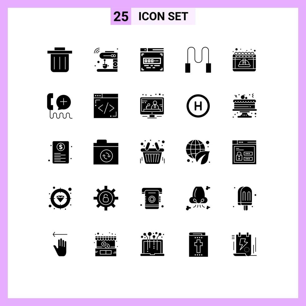 Universal Icon Symbols Group of 25 Modern Solid Glyphs of add may front end development labor calendar Editable Vector Design Elements