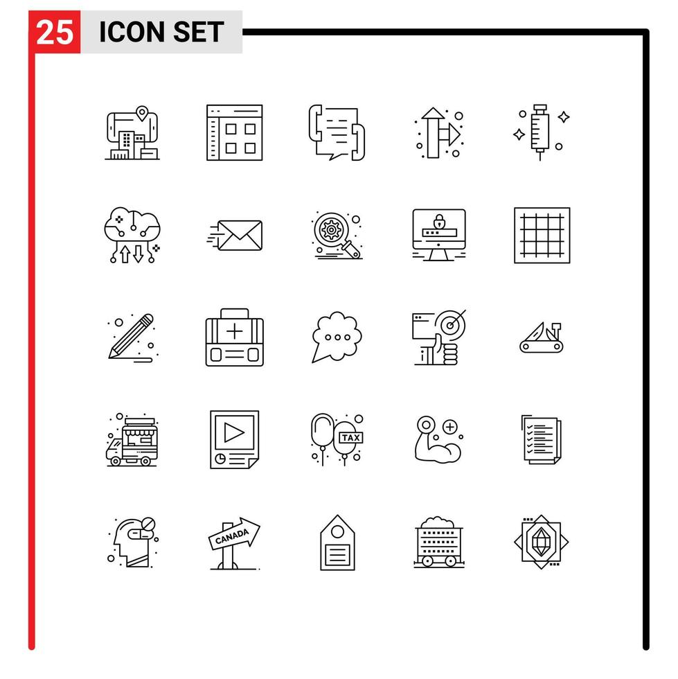 Group of 25 Lines Signs and Symbols for doctor pointer web direction help Editable Vector Design Elements