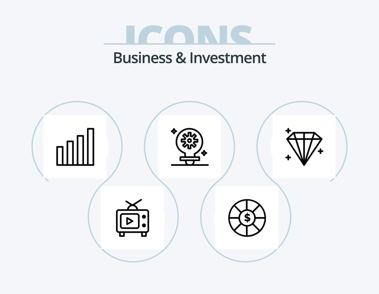 paquete de iconos de línea de negocios e inversiones 5 diseño de iconos. . usuario. usuario. joya. mirar vector