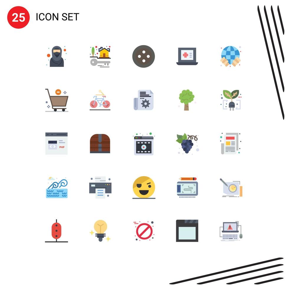 Set of 25 Modern UI Icons Symbols Signs for cart world sew globe medicine Editable Vector Design Elements