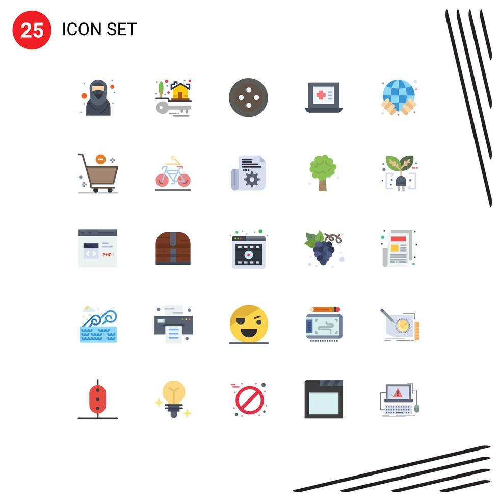 conjunto de 25 iconos modernos de la interfaz de usuario símbolos signos para carro mundo coser globo medicina elementos de diseño vectorial editables vector