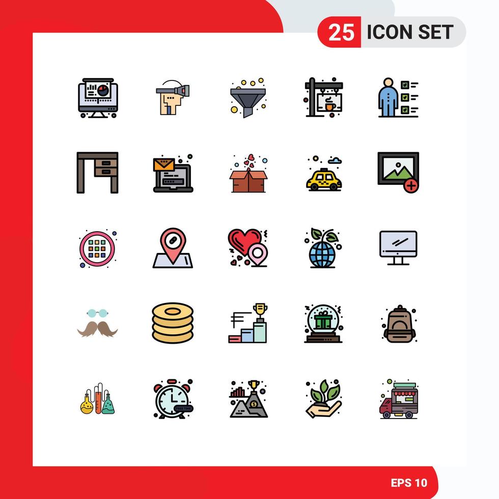 25 Creative Icons Modern Signs and Symbols of personal checklist funnel abilities shop Editable Vector Design Elements