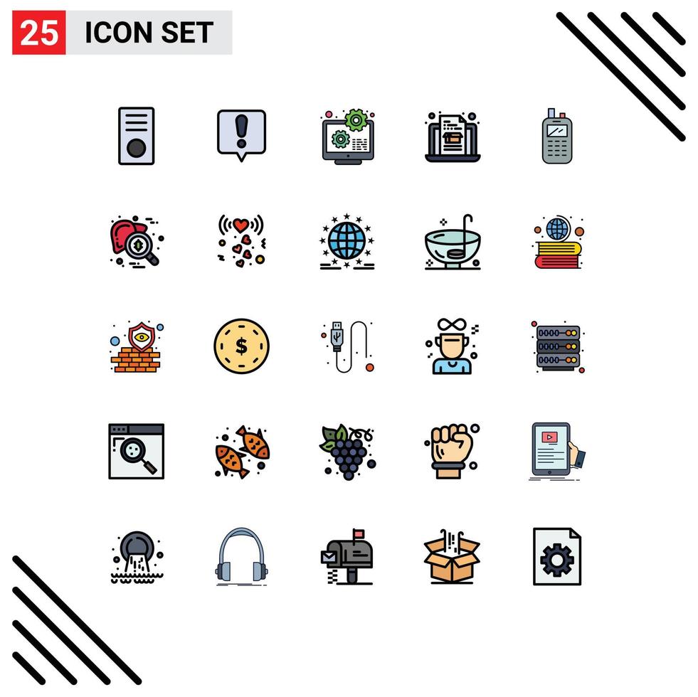 Editable Vector Line Pack of 25 Simple Filled line Flat Colors of radio economy configuration box development Editable Vector Design Elements