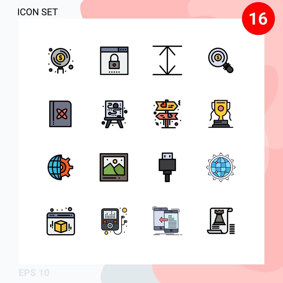 Mobile Interface Flat Color Filled Line Set of 16 Pictograms of formula shopping search search ecommerce Editable Creative Vector Design Elements