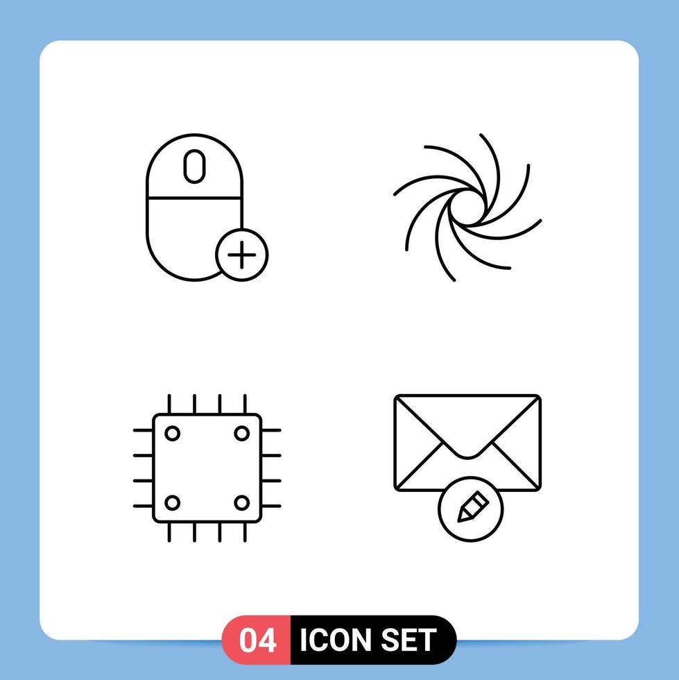 4 User Interface Line Pack of modern Signs and Symbols of add computers gadget milky way gadget Editable Vector Design Elements