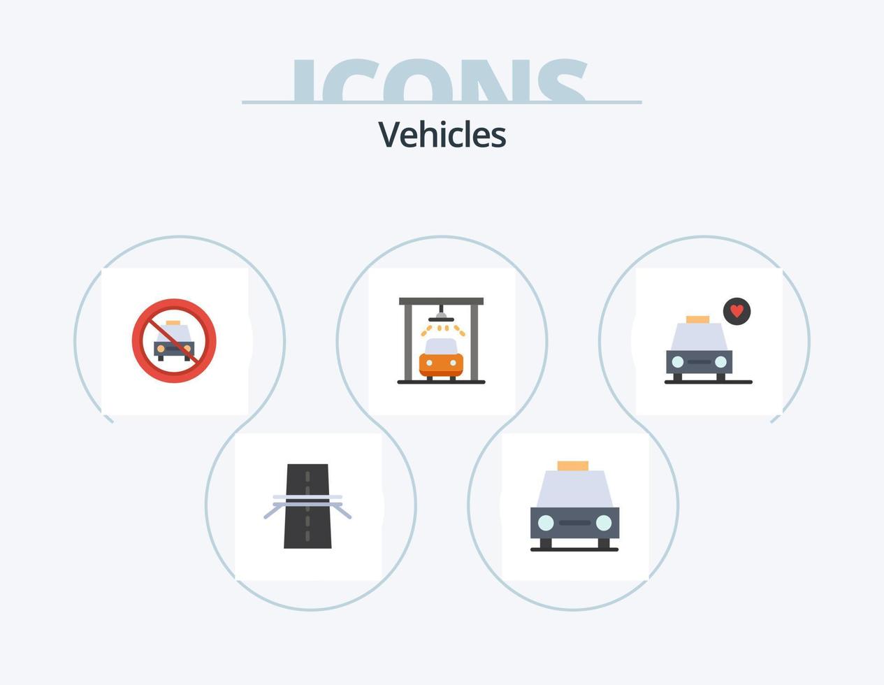 vehículos flat icon pack 5 diseño de iconos. lavar. auto. transporte. barra oblicua. no vector