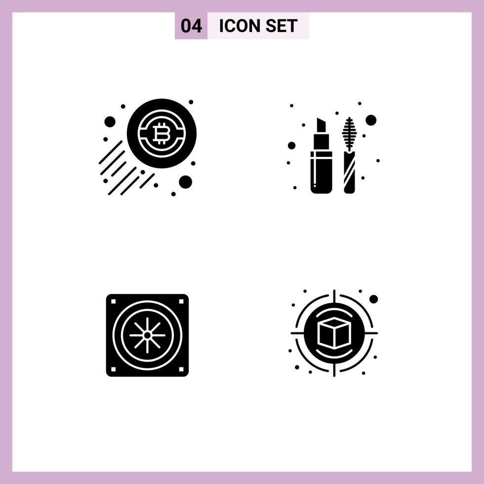 Stock Vector Icon Pack of 4 Line Signs and Symbols for bitcoin cooling economy liner campaign Editable Vector Design Elements