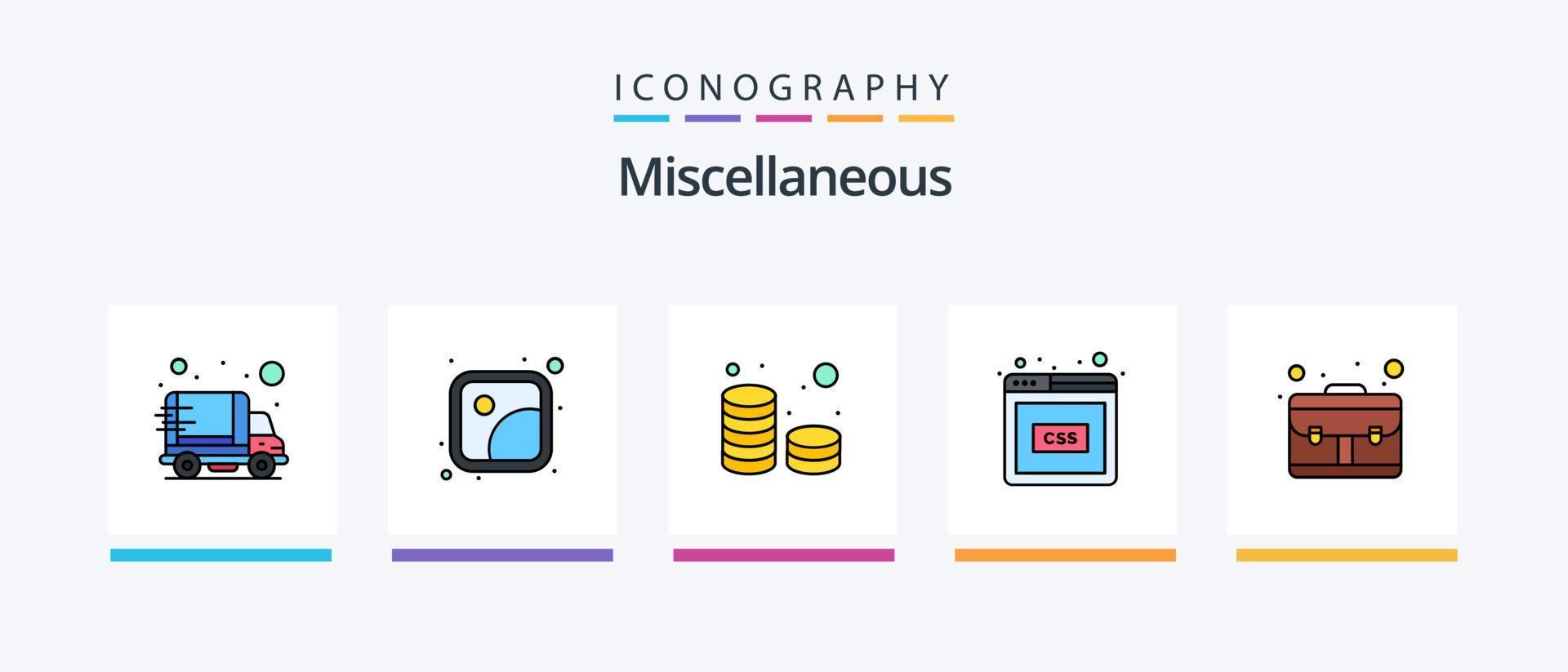 Miscellaneous Line Filled 5 Icon Pack Including shop. edit. receipt. bill. Creative Icons Design vector