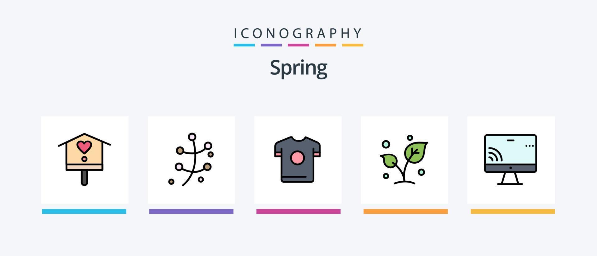 Spring Line Filled 5 Icon Pack Including fly. dragonfly. signal. dragon. nature. Creative Icons Design vector