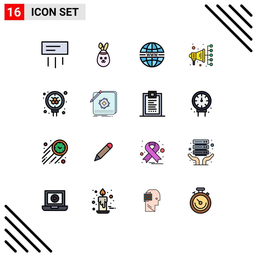 conjunto de 16 iconos de interfaz de usuario modernos signos de símbolos para elementos de diseño de vectores creativos editables digitales de átomo de seguridad de molécula de búsqueda