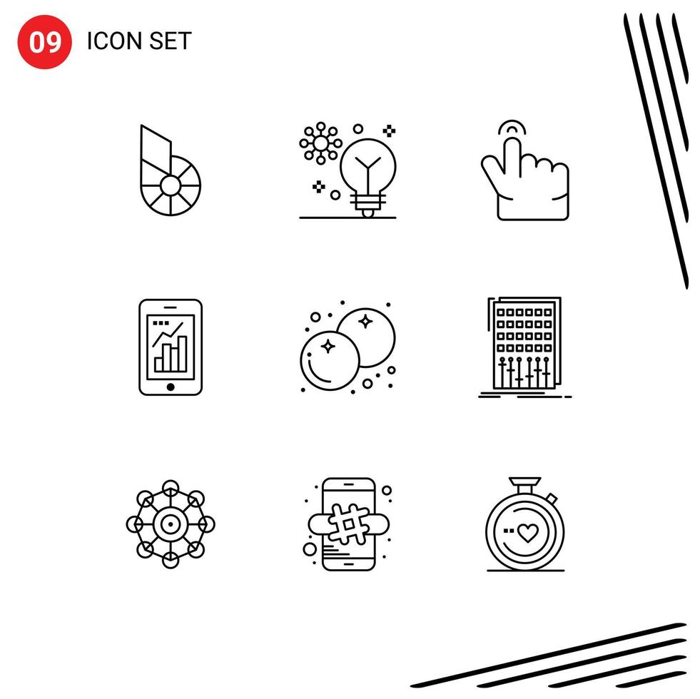 Universal Icon Symbols Group of 9 Modern Outlines of berry mobile machine learning infographic graph Editable Vector Design Elements
