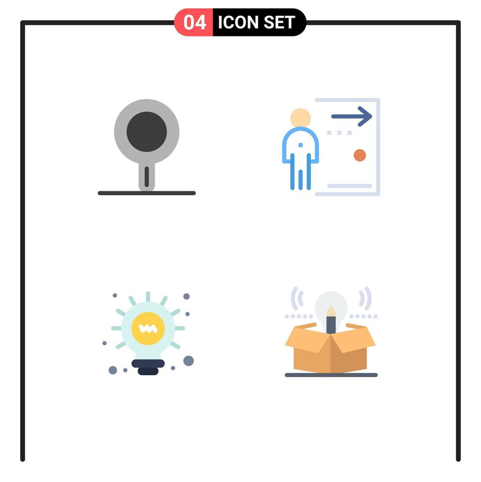 paquete de línea vectorial editable de 4 iconos planos simples de la caja de trabajo de la puerta de la luz de la cocina elementos de diseño vectorial editables vector