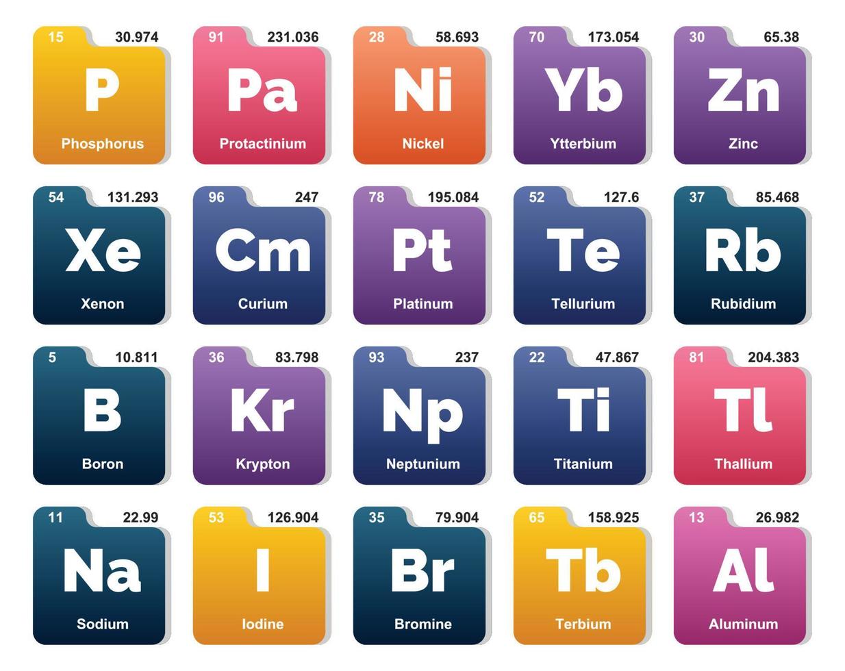 20 Preiodic table of the elements Icon Pack Design vector