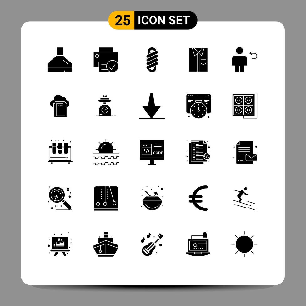 Set of 25 Vector Solid Glyphs on Grid for wear fashion double dress cloth Editable Vector Design Elements