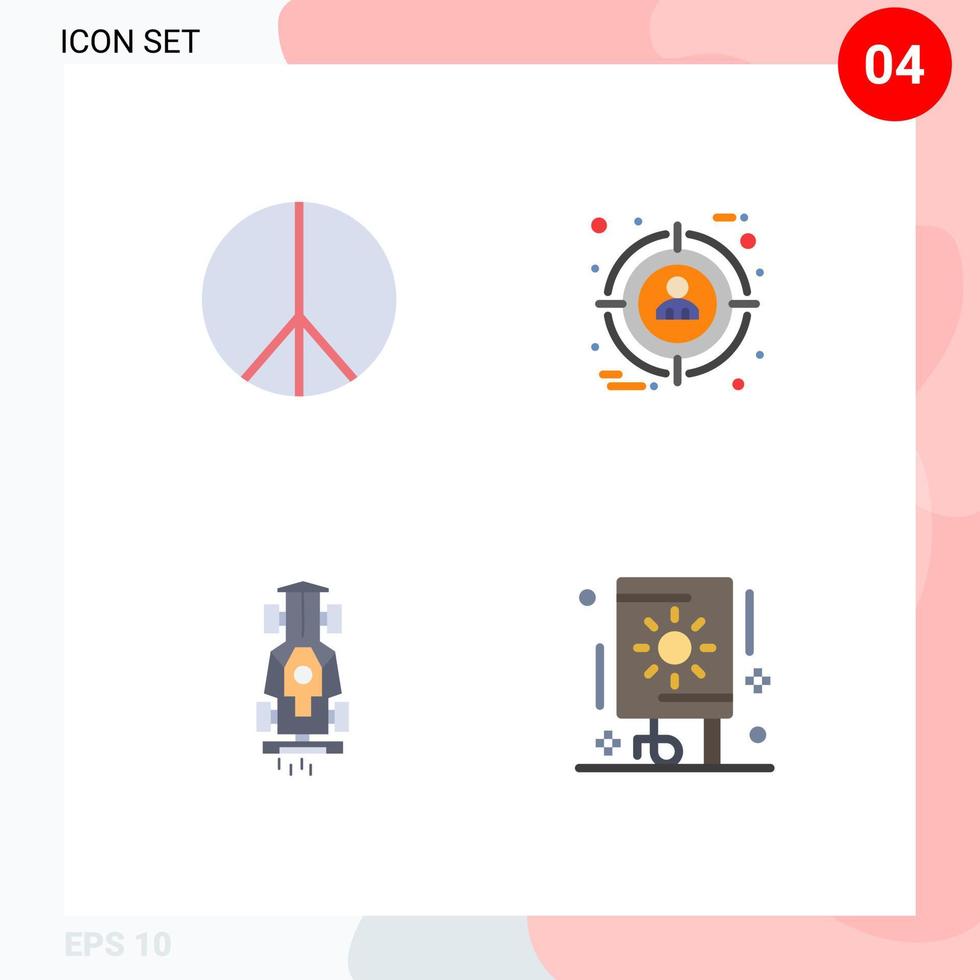 4 User Interface Flat Icon Pack of modern Signs and Symbols of freedom game focus user speed Editable Vector Design Elements