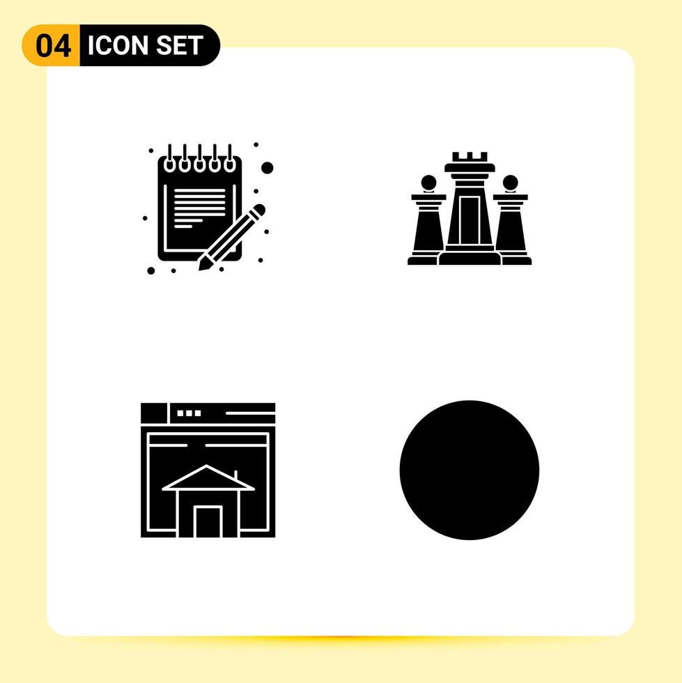 User Interface Pack of 4 Basic Solid Glyphs of list technology schedule computer sell Editable Vector Design Elements