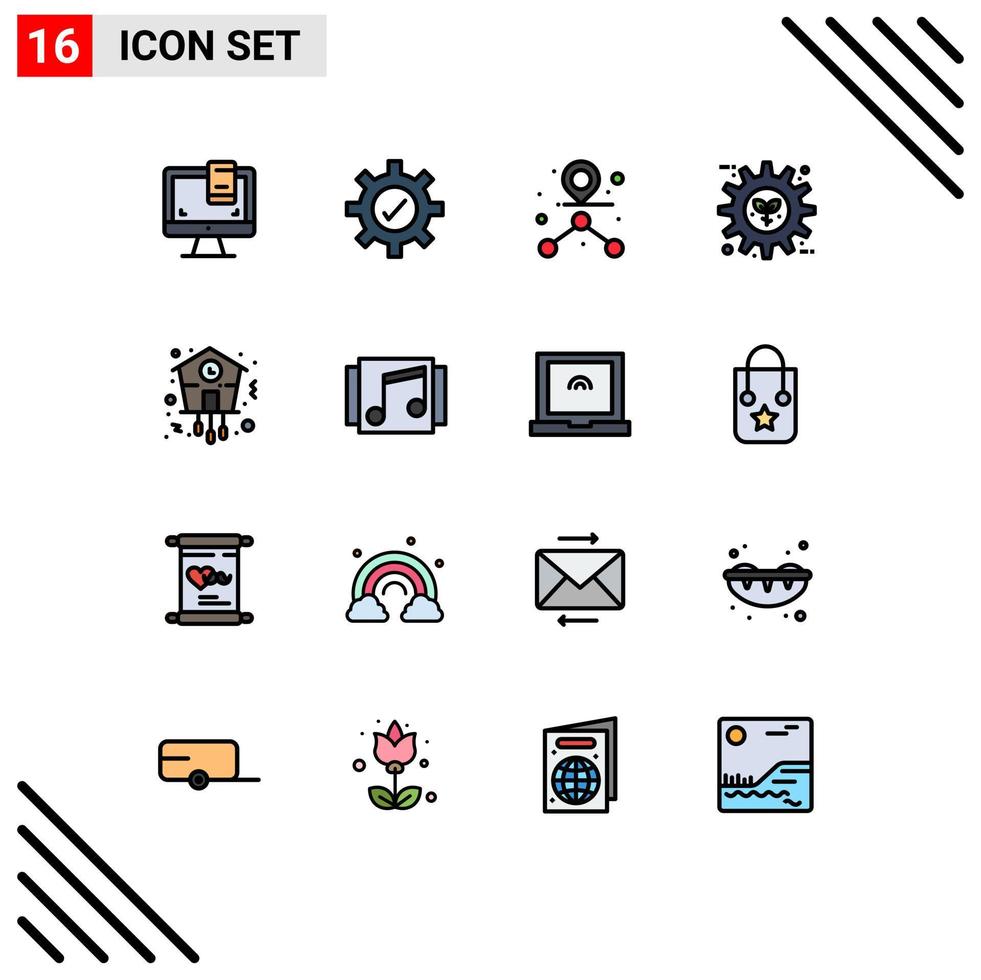 16 iconos creativos signos y símbolos modernos del tiempo configuración de la ruta de Navidad elementos de diseño de vectores creativos editables