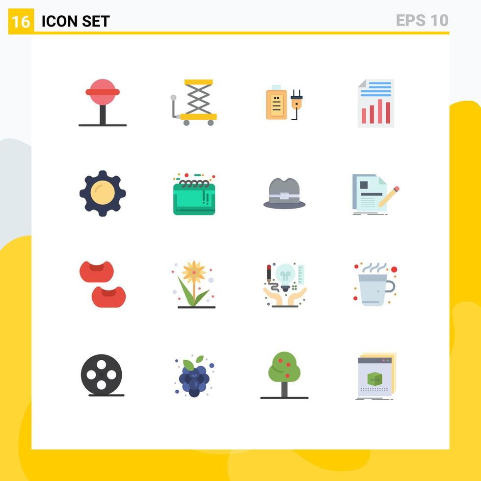 16 iconos creativos signos y símbolos modernos de la hoja de visualización archivo de informe de carga paquete editable de elementos de diseño de vectores creativos