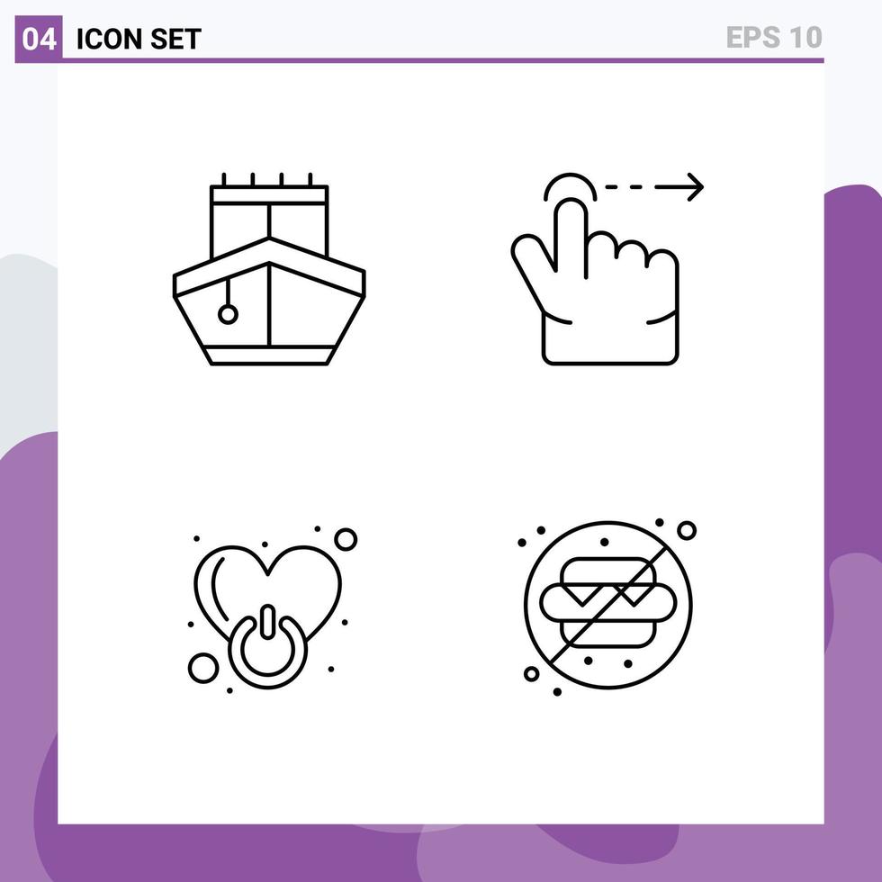 Universal Icon Symbols Group of 4 Modern Filledline Flat Colors of sail power vehicles swipe love Editable Vector Design Elements