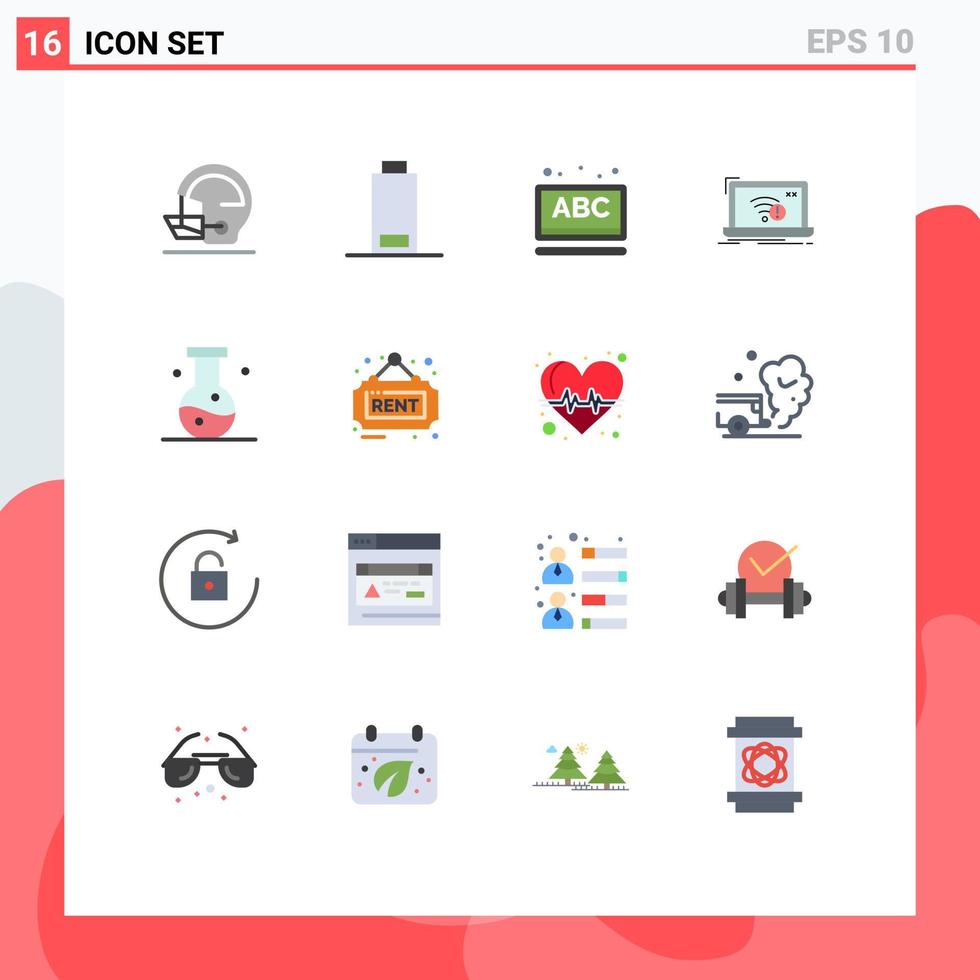 16 Creative Icons Modern Signs and Symbols of chemistry internet learning lost error Editable Pack of Creative Vector Design Elements
