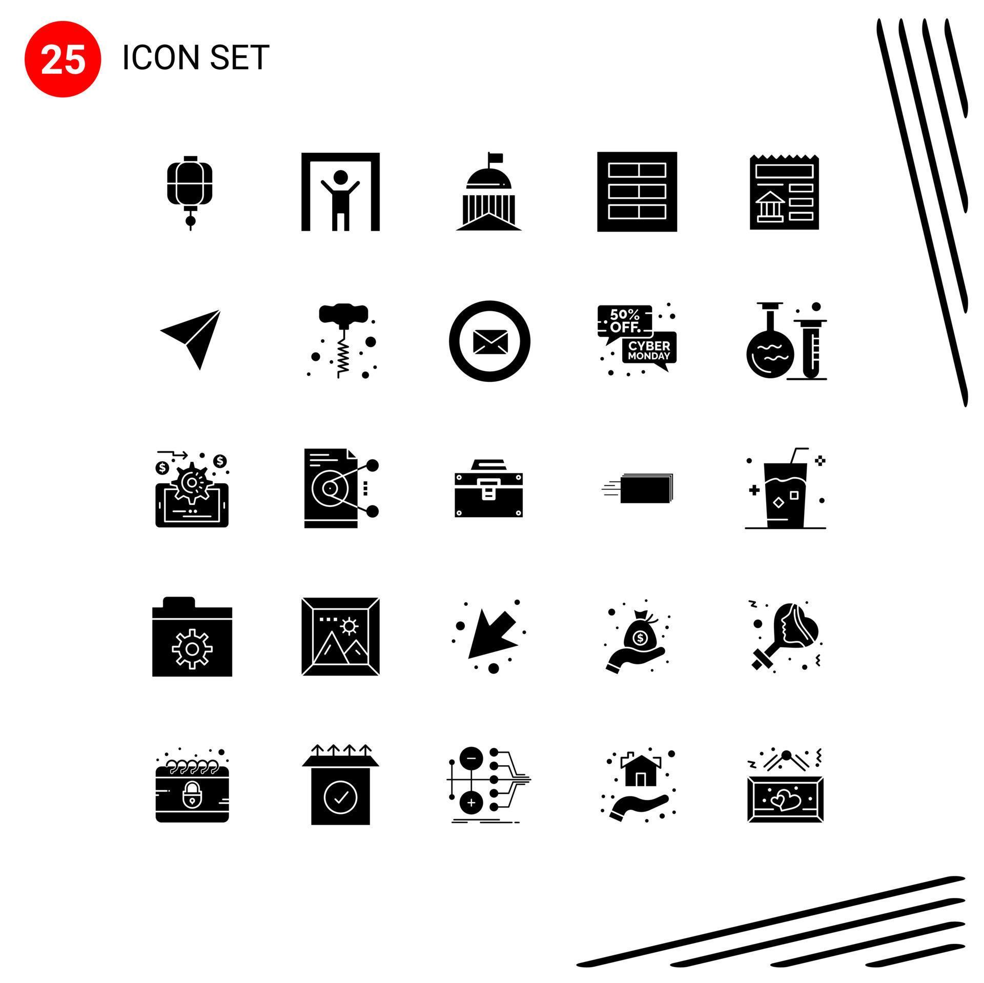 25 Universal Solid Glyph Signs Symbols of basic ui flag layout design