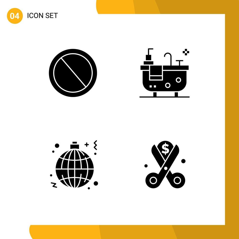 4 Creative Icons Modern Signs and Symbols of bin light trash bath lamp Editable Vector Design Elements