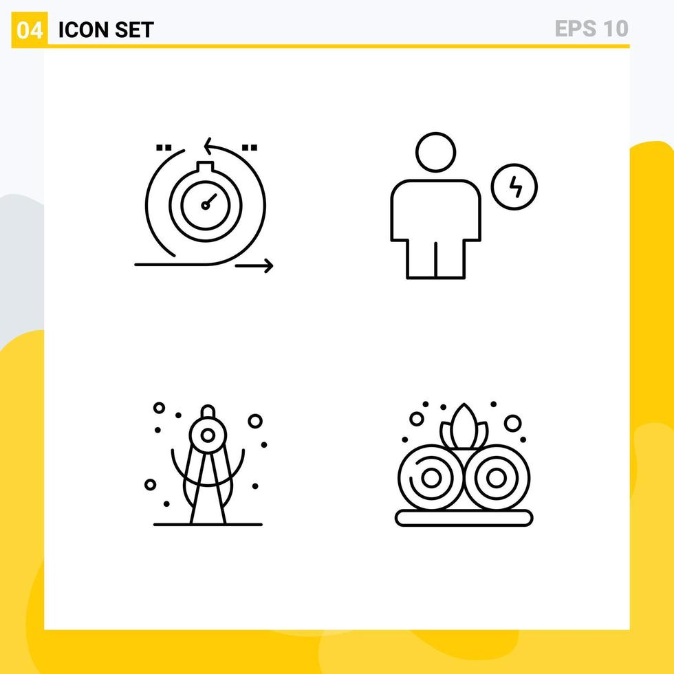 User Interface Pack of 4 Basic Filledline Flat Colors of agile human fast body geometry Editable Vector Design Elements