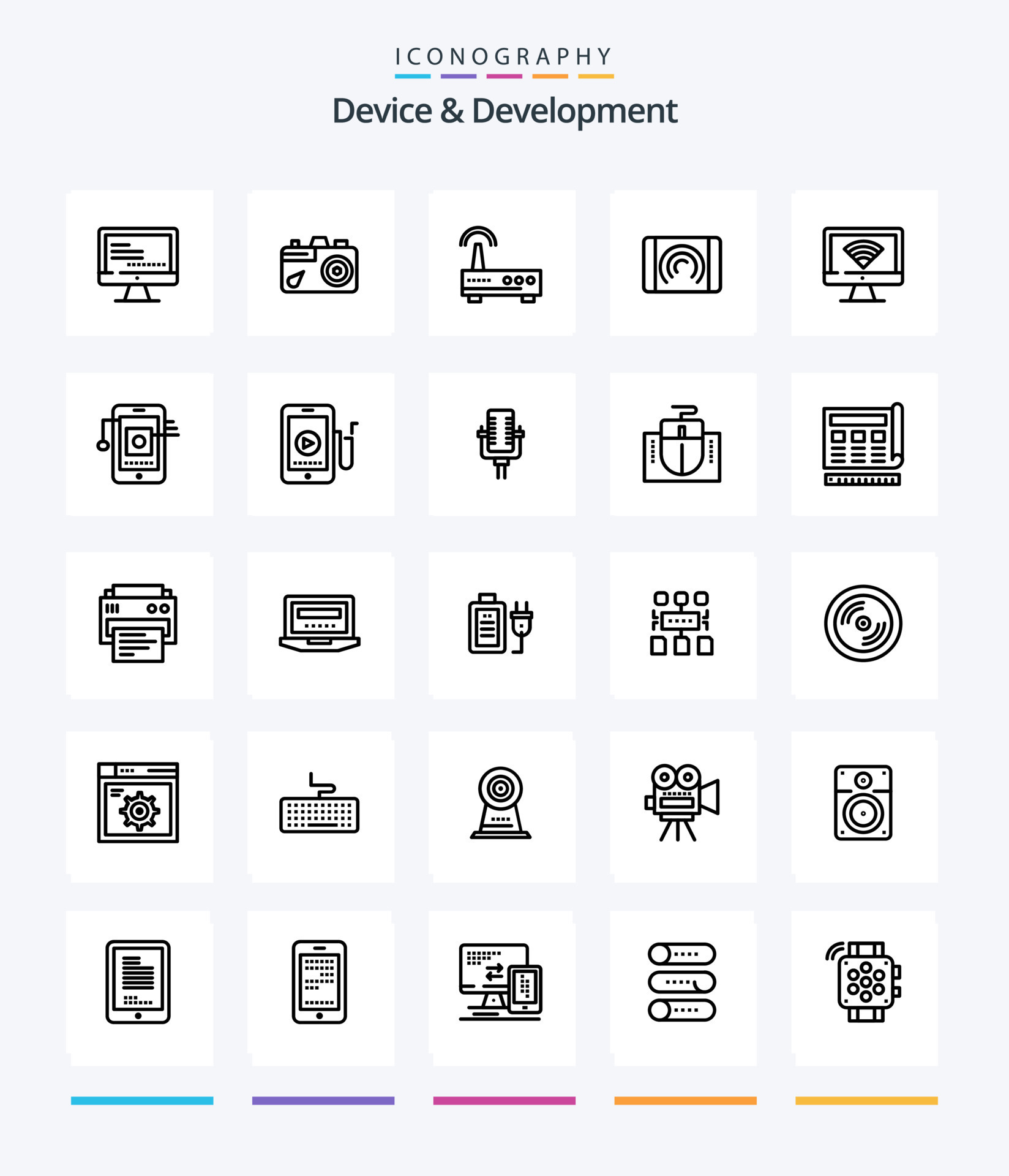 Creative Device And Development 25 OutLine icon pack Such As monitor
