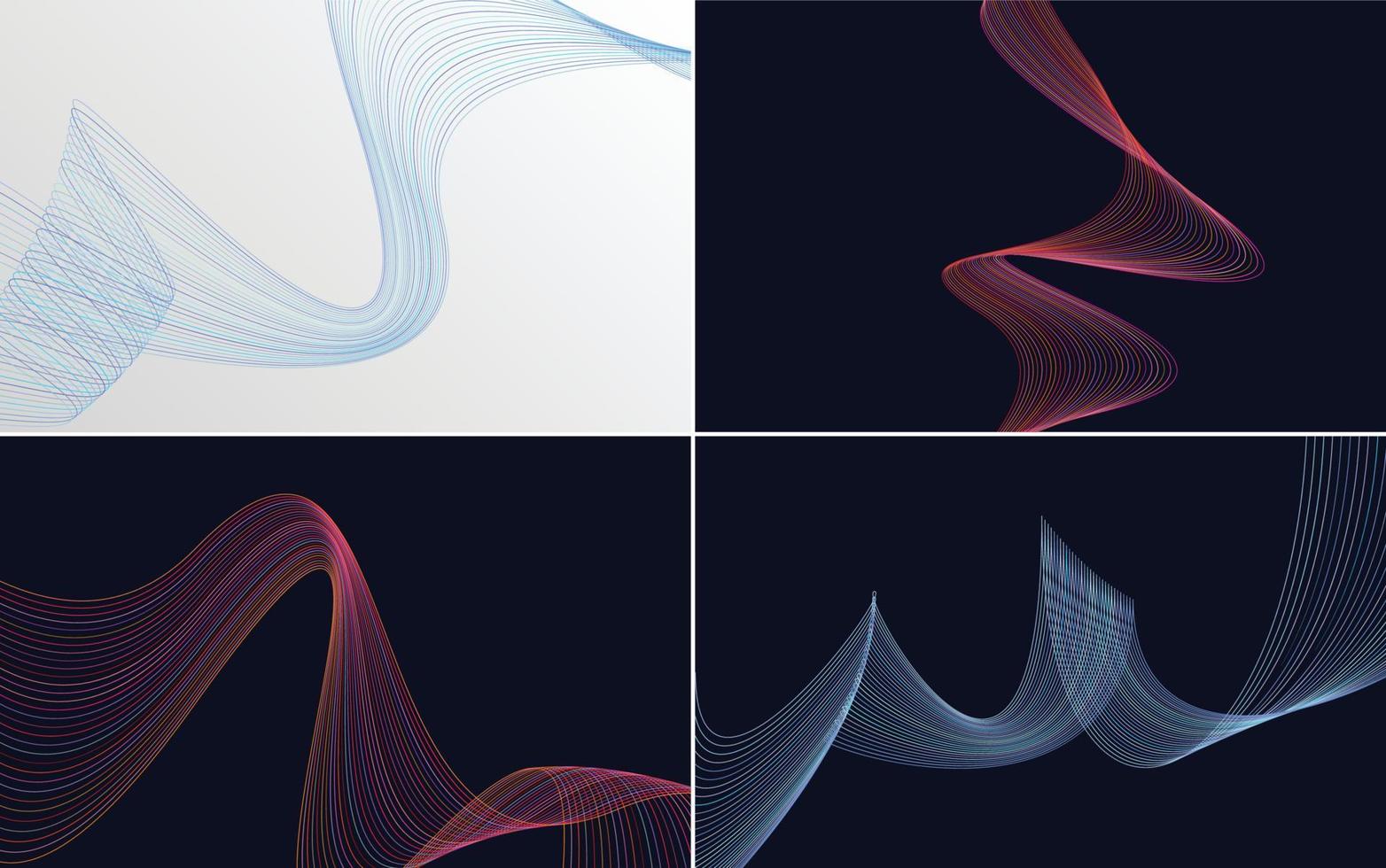 Set of 4 abstract waving line backgrounds to add flair to your design vector