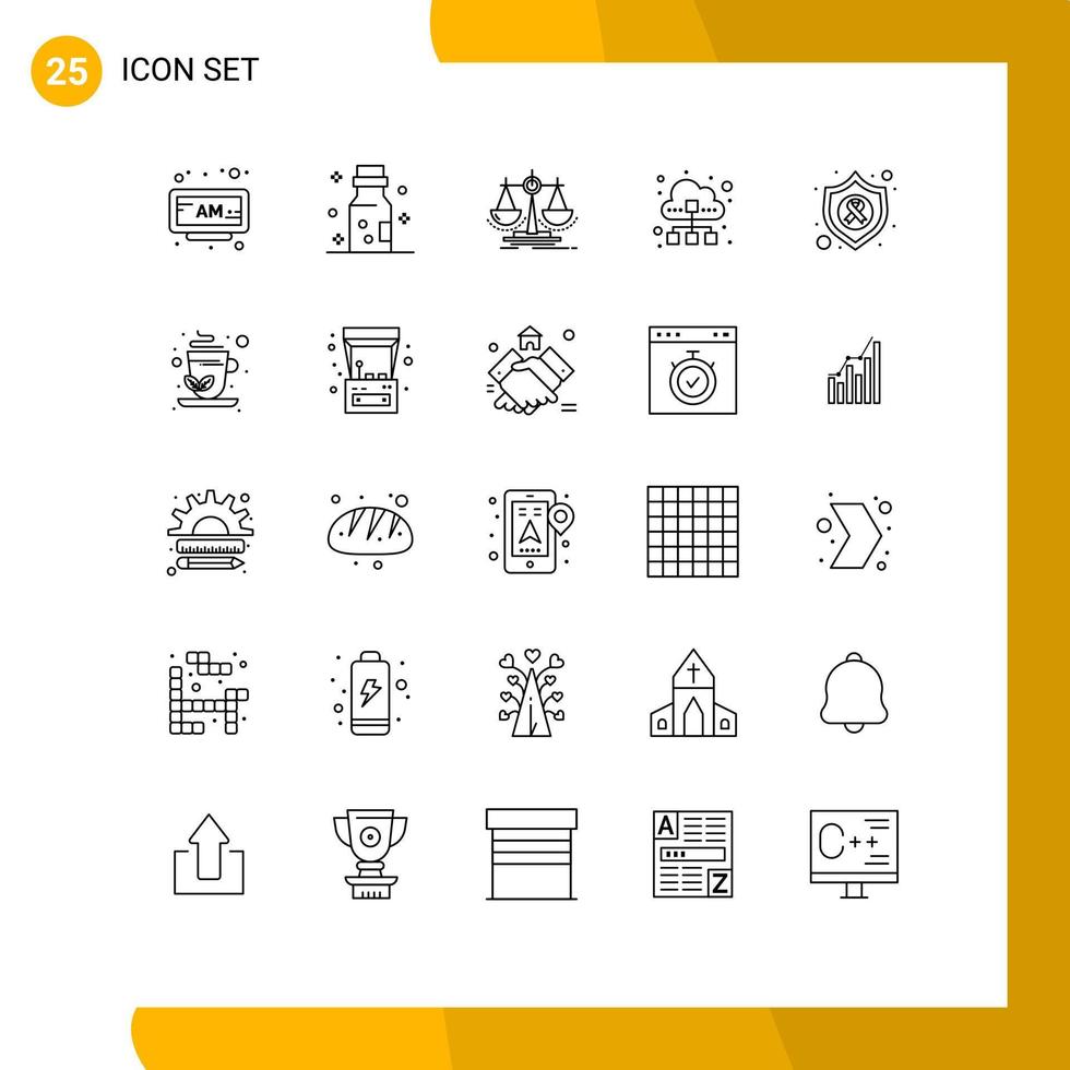 Set of 25 Modern UI Icons Symbols Signs for cloud technology balance data scale Editable Vector Design Elements