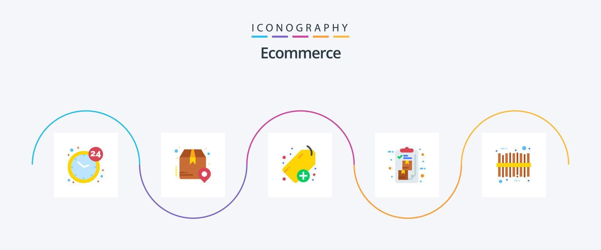 Ecommerce Flat 5 Icon Pack Including package. delivery. place. clipboard. tag vector