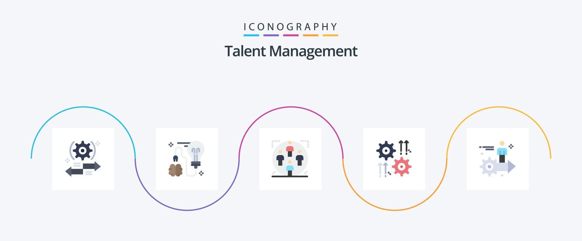 Talent Management Flat 5 Icon Pack Including cog. setting. bulb. family. group vector