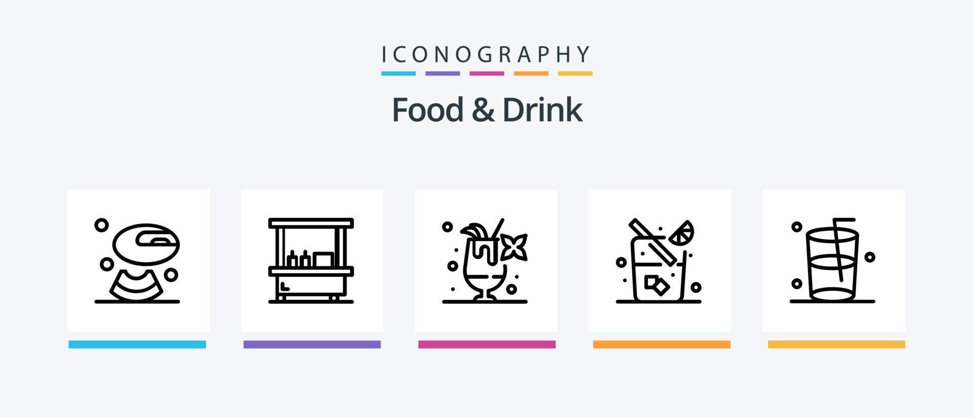 paquete de iconos de la línea 5 de alimentos y bebidas que incluye. alimento. bebida. melón. bebida. diseño de iconos creativos vector