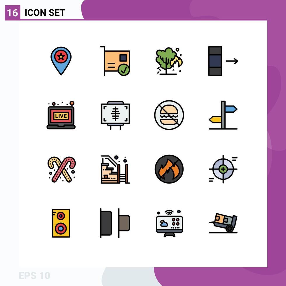 Set of 16 Modern UI Icons Symbols Signs for broadcasting data devices column green Editable Creative Vector Design Elements