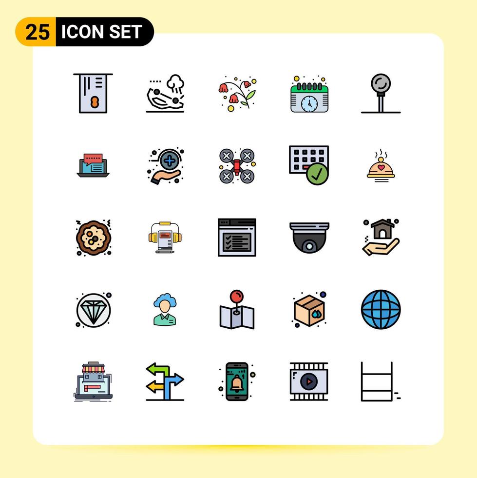 Pictogram Set of 25 Simple Filled line Flat Colors of lollipop food flowers cooking schedule Editable Vector Design Elements