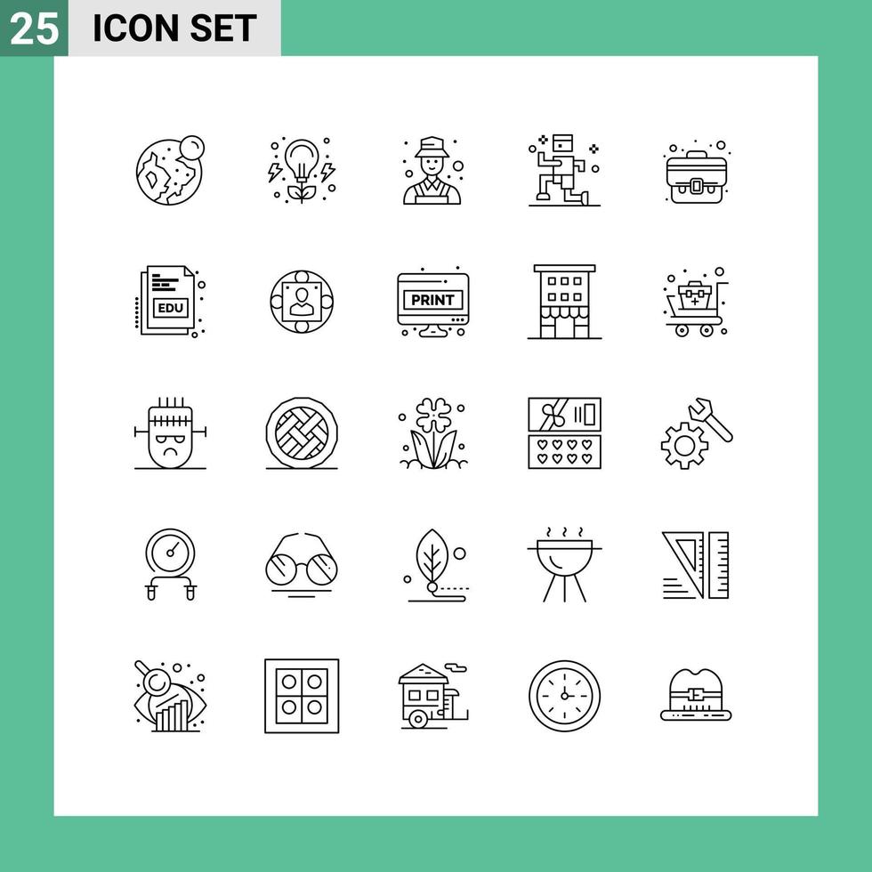 Pictogram Set of 25 Simple Lines of suitcase business avatar running exercise Editable Vector Design Elements