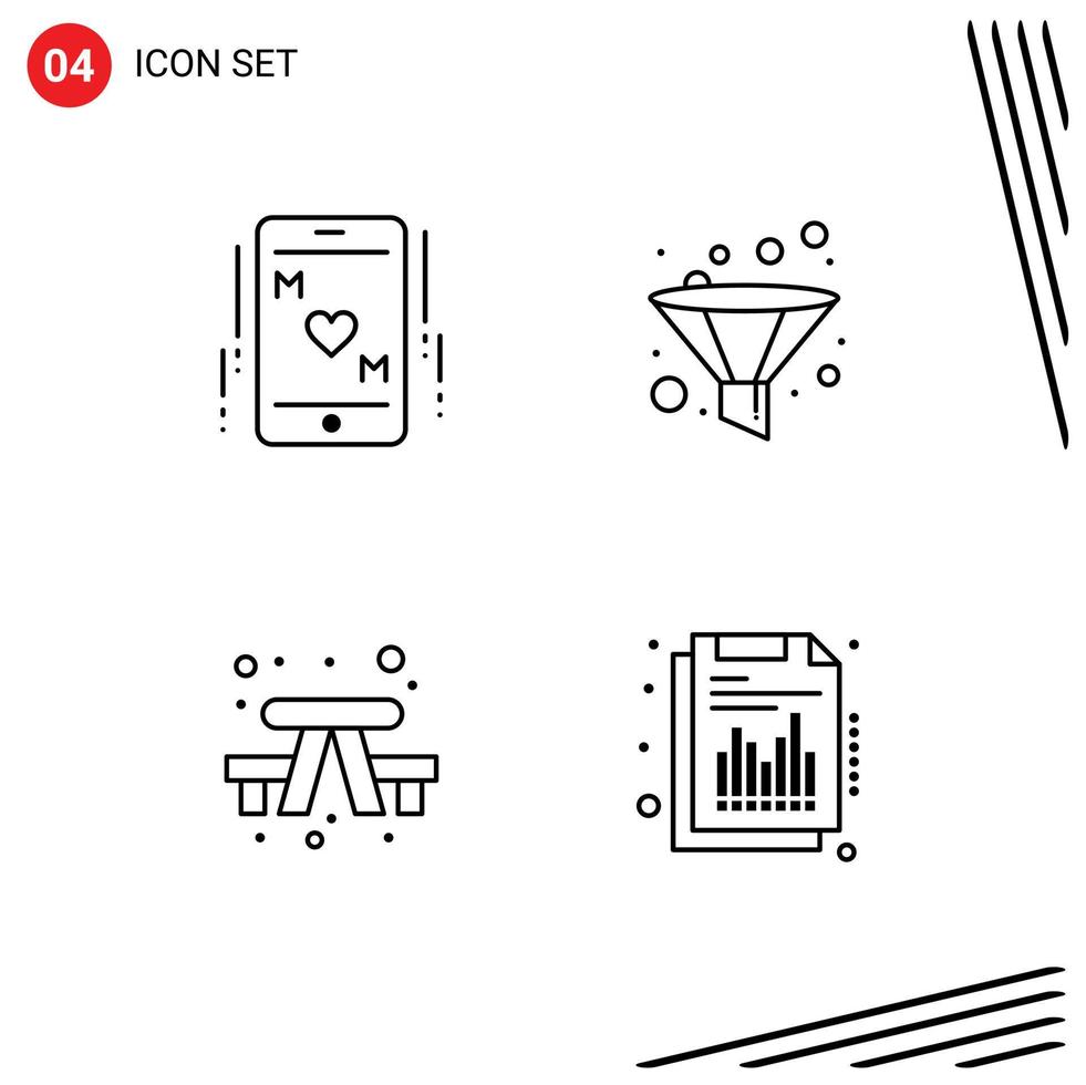 Stock Vector Icon Pack of 4 Line Signs and Symbols for phone outdoor mother funnel annual Editable Vector Design Elements