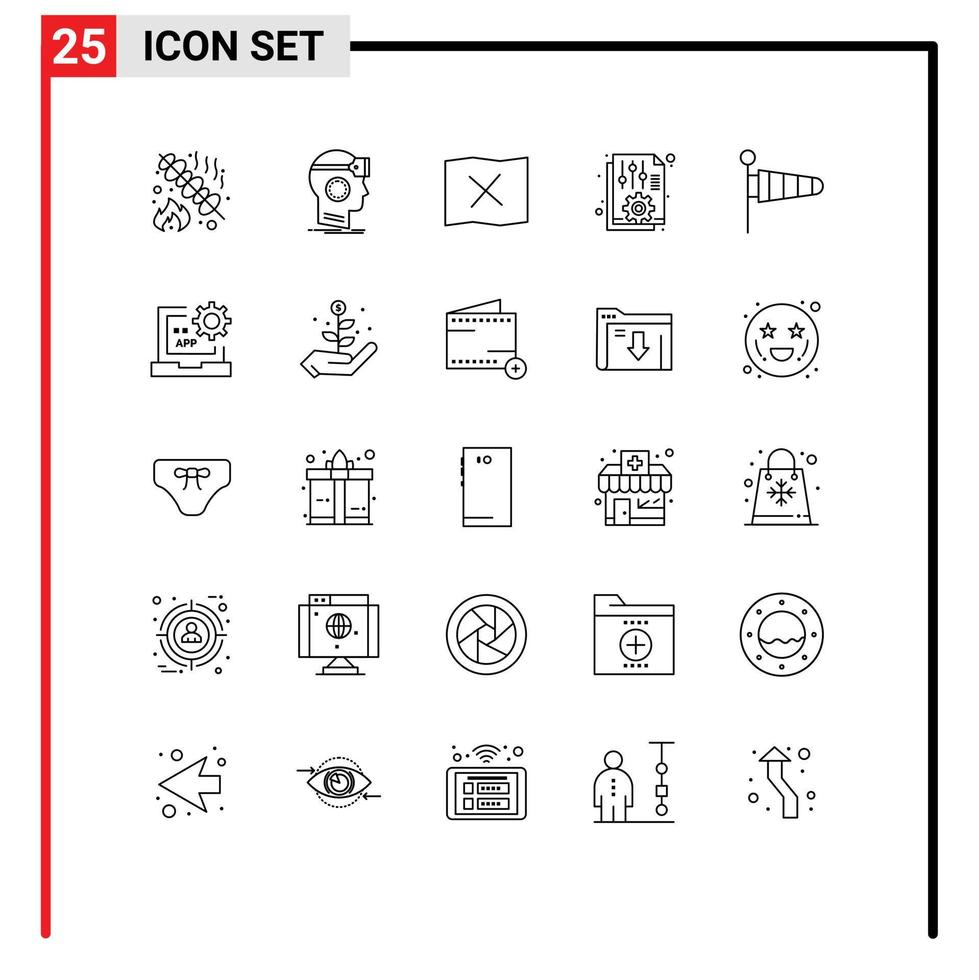 25 User Interface Line Pack of modern Signs and Symbols of nature options virtual office document Editable Vector Design Elements