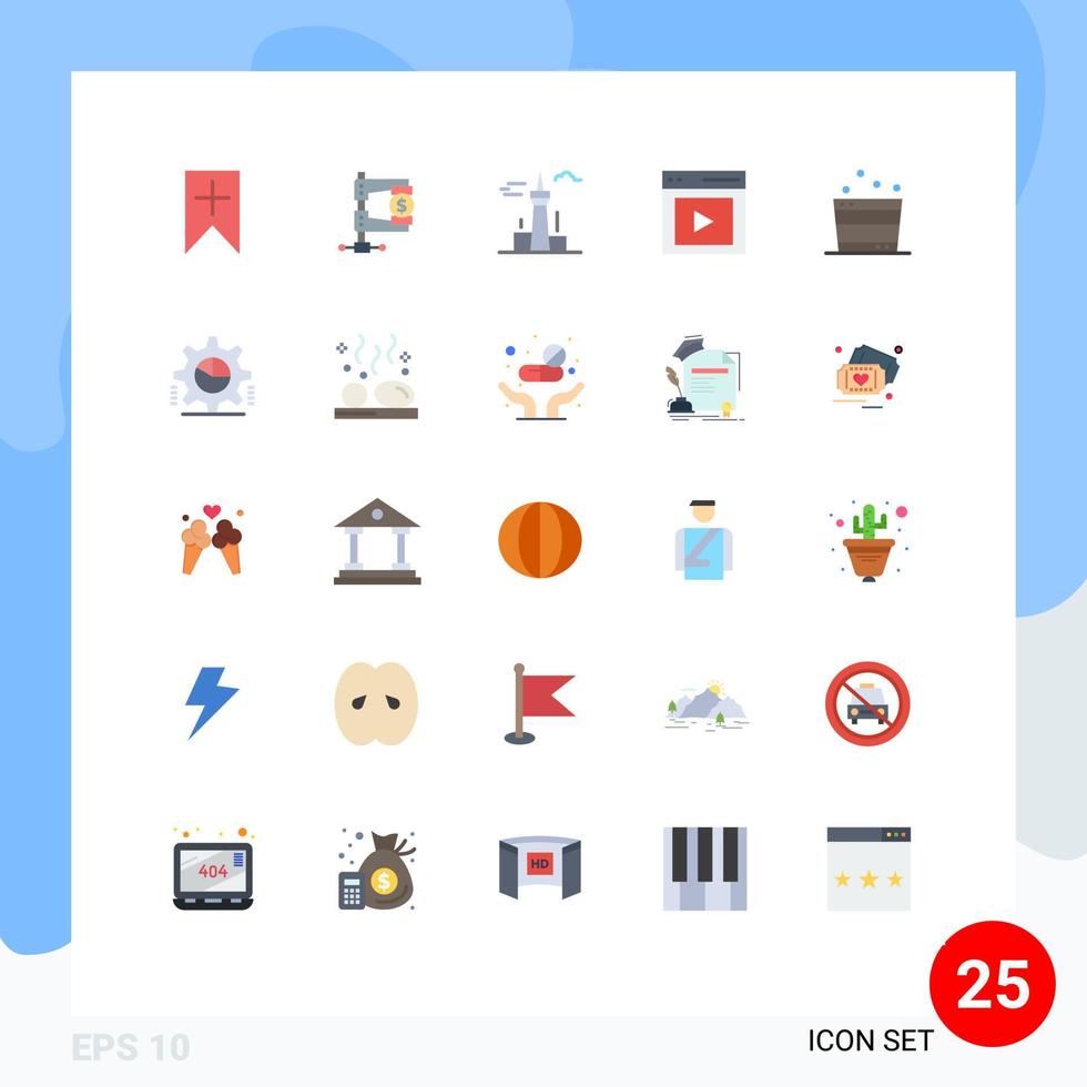 25 Universal Flat Color Signs Symbols of user content reform communication tower Editable Vector Design Elements