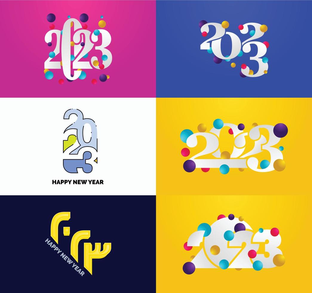 Big Set of 2023 Happy New Year logo text design 2023 number design template vector