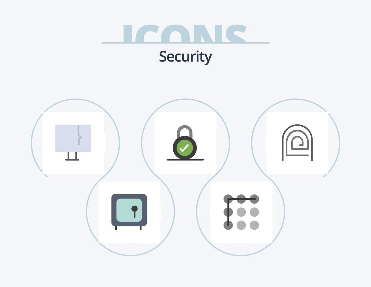 paquete de iconos planos de seguridad 5 diseño de iconos. huella dactilar. seguridad. alerta. candado. advertencia vector