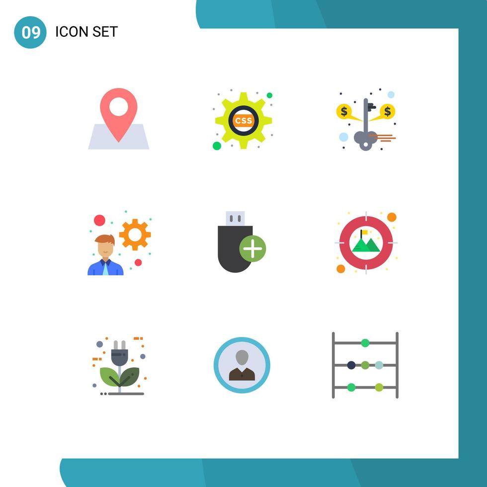 9 Thematic Vector Flat Colors and Editable Symbols of hardware computers money add development Editable Vector Design Elements