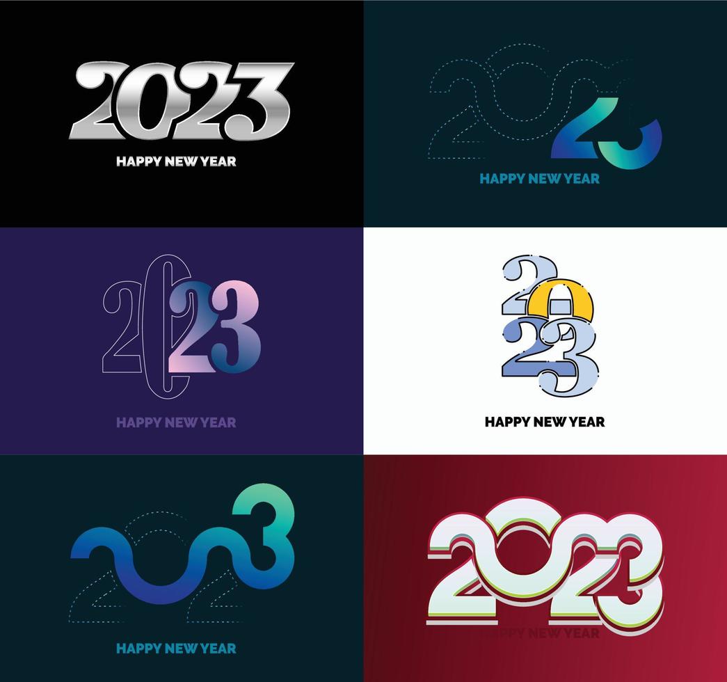 Big Collection of 2023 Happy New Year symbols Cover of business diary for 2023 with wishes vector