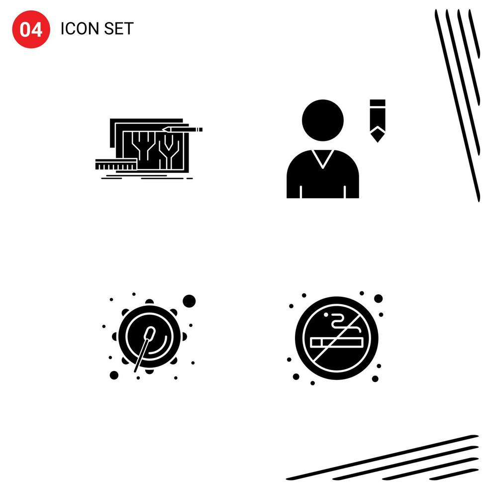 User Interface Pack of 4 Basic Solid Glyphs of architecture drum design profile no Editable Vector Design Elements