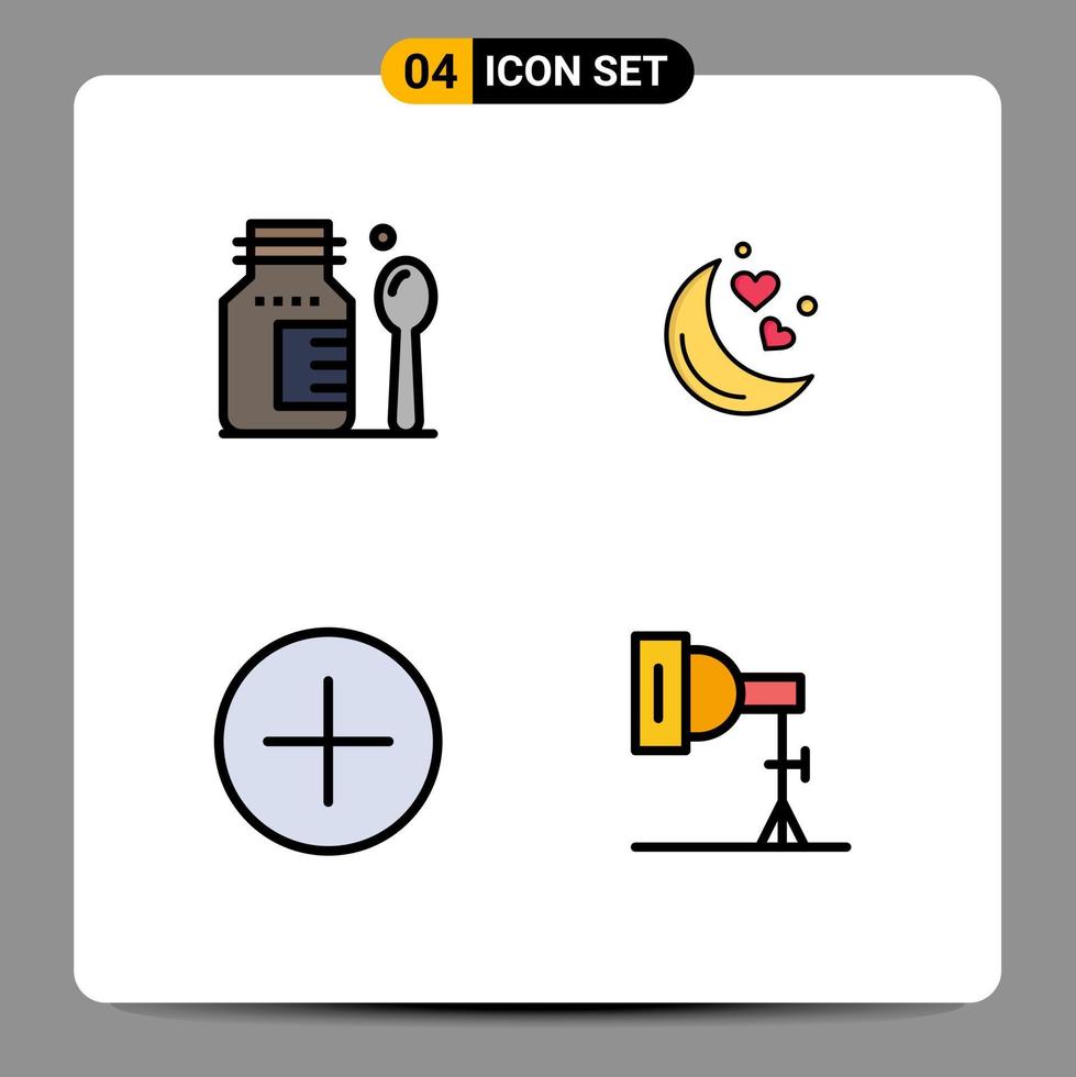 Set of 4 Modern UI Icons Symbols Signs for healthcare new moon romantic night photo Editable Vector Design Elements