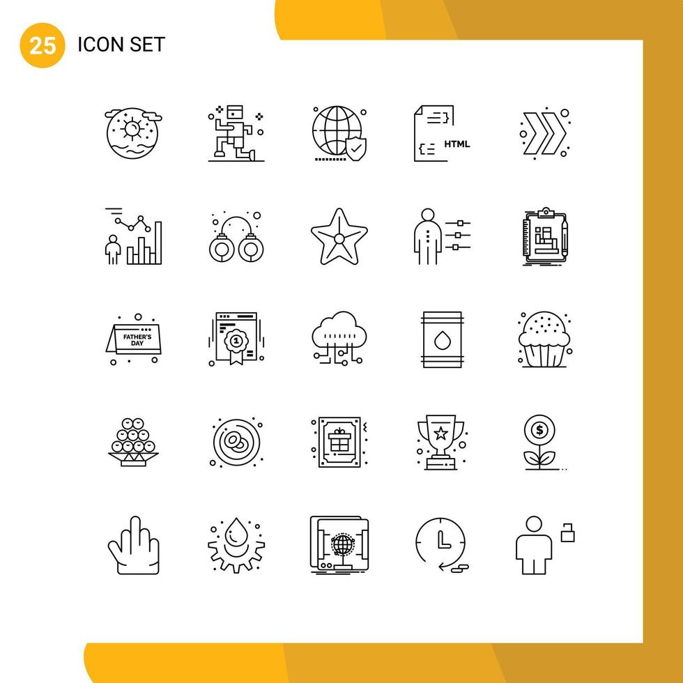 Modern Set of 25 Lines and symbols such as html development globe develop secure Editable Vector Design Elements