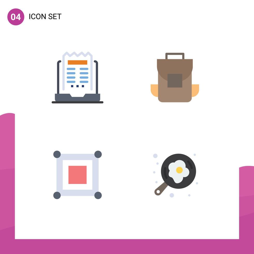4 Thematic Vector Flat Icons and Editable Symbols of business board newsletter multimedia corner Editable Vector Design Elements