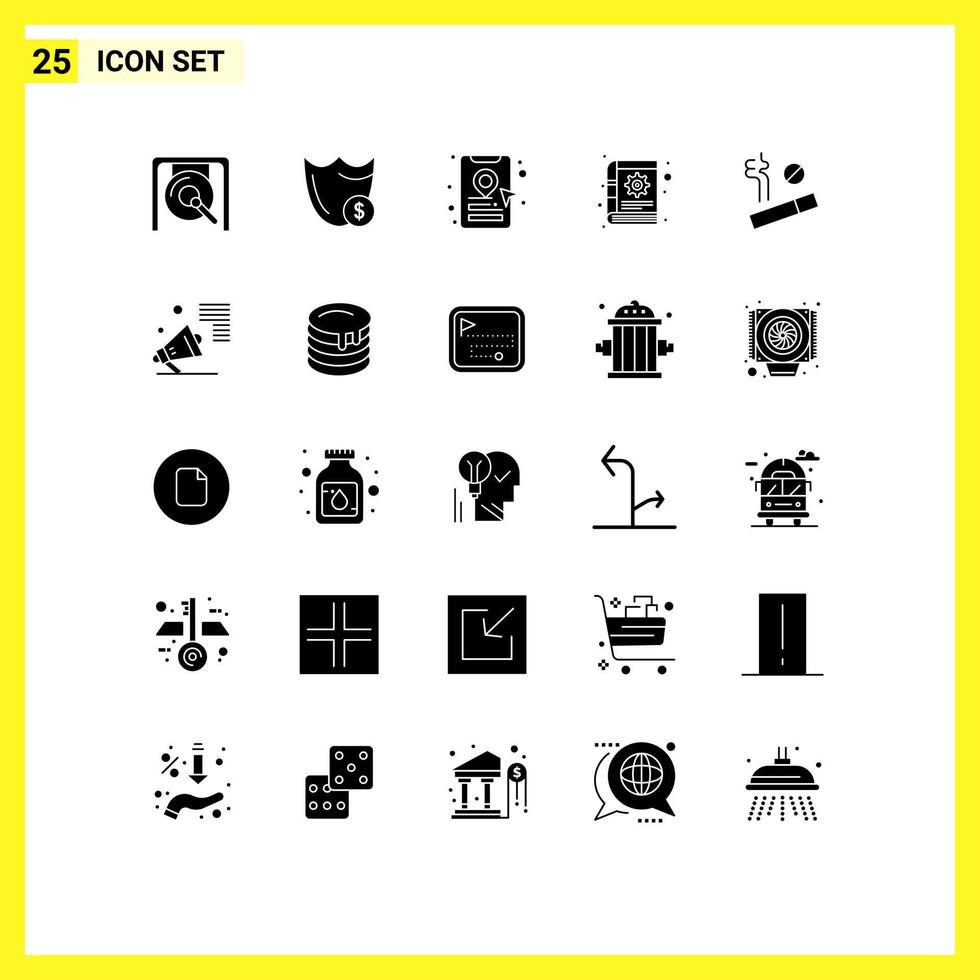 25 concepto de glifo sólido para sitios web móviles y aplicaciones sin elementos de diseño de vector editables de pin de ubicación de contenido de seguridad de equipo