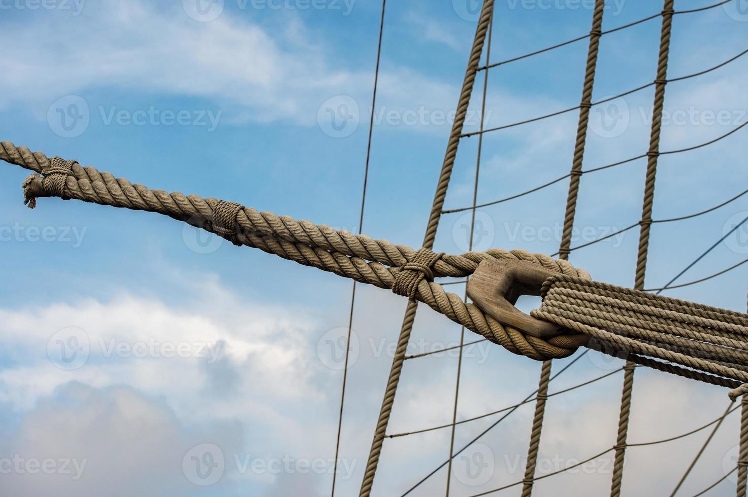 sail ship shrouds detail on sky photo