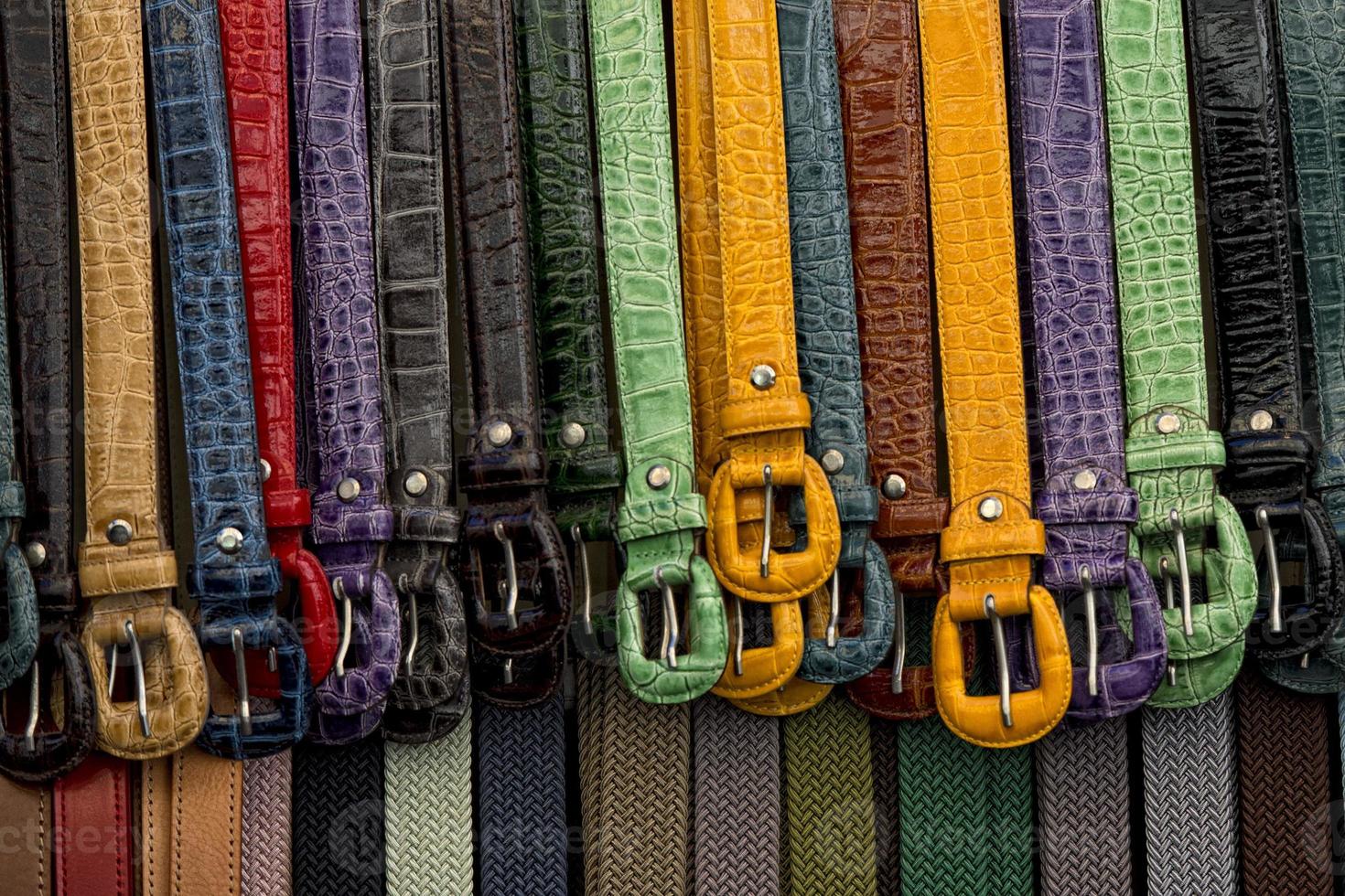 leather belts in italian shop in florence photo